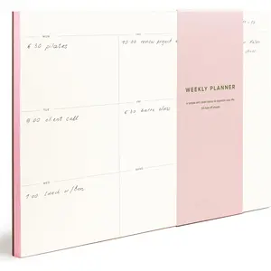 Daily and Weekly To-Do List Notepad - Desk Pad for Work and Study, Pink, 11.7x8.3 Inches