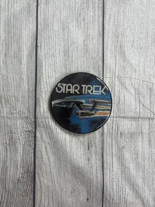 Glossy Star Trek Epoxy Resin Wooden Coasters - Durable Tableware for Kitchen Table Use