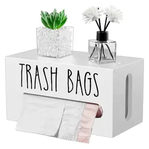 Wooden Wall-Mounted Garbage Bag Dispenser, Kitchen Storage Organizer, Eco-Friendly Waste Bin Holder, Durable & Space-Saving Design, Home Decor Organiser