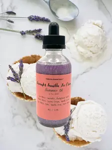 Lavender Vanilla Ice Cream Body Shimmer Oil 120ml with Eco Glitter - Calming Floral & Sweet Cream Scent for Soft Moisture by Karafa Essentials
