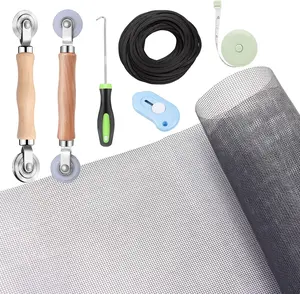 Windows Screen and Screen Door Repair Kit - 48"X118" Fiberglass Mesh Gray with Rolling Tool/Hook/Ruler/Cutter/Spline - Window Screen & Sliding Screen Door Replacement for Windows, TOOLTRIZ Tooltriz