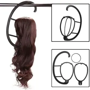 Portable and Foldable Wig Stand for Drying and Display, Durable Wig Hanger with Cap Hooks, Ideal for Wig Shops and Home Use