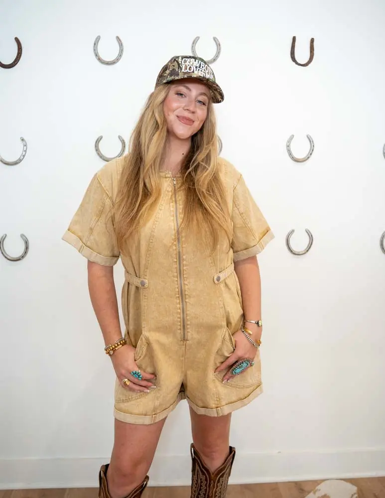 Desert Gold Denim Romper