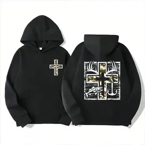 Southern Charm Fishing Hoodie for Youth and Adult - Camo Cross Antlers and Bass for a Faithful Adventure, #Southernboy Outfit, Country Boy Clothes, Boys Clothing, Youth Boys Clothes, Outdoor Shirt, Holiday Shirt, Gift for Boys and Girls, Birthday Gift