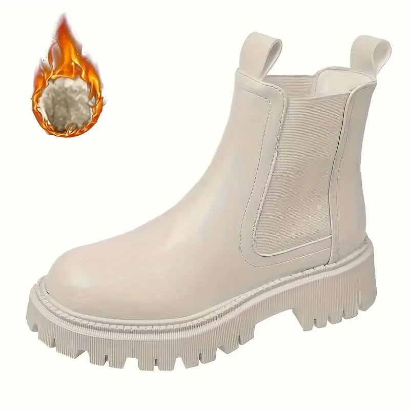 Warm Fleece-Lined Women's Winter Chelsea Boots Slip-On Snow Boots with Durable Rubber Sole Comfortable Fabric Insole and Quality Man-Made Upper Materials