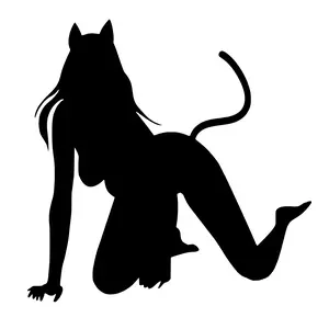 Sexy Vixen Kitty Cat Decal Sticker - Black Silhouette for Decorative Use - Ideal for Home Decor