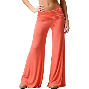 Yiulangde Low Waisted Fold Over Yoga Pants for Women Lounge Foldover Flare Sweatpants Wide Straight Leg Leggings Trousers