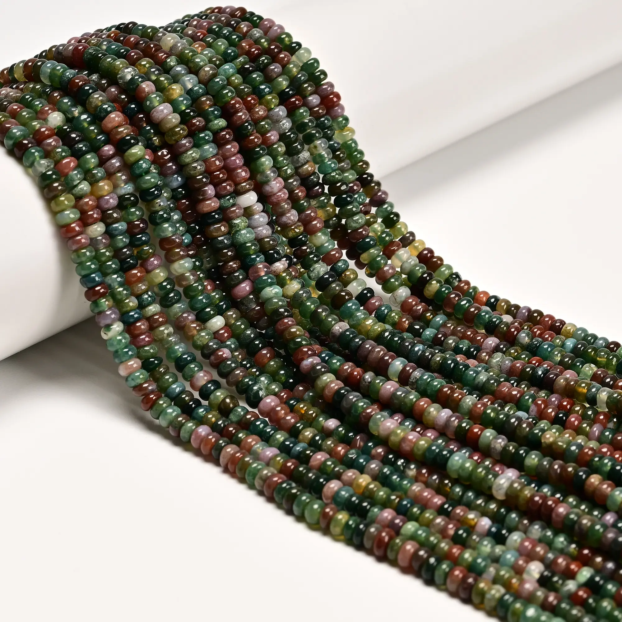 Natural Indian Agate Smooth Rondelle Beads Size 2x4.5mm 15.5'' Strand