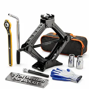 Portable Scissor Jack Kit with Ratchet Wrench, Tools and Gadgets for Vehicle Maintenance