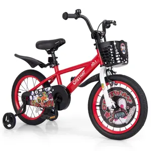 COSTWAY - 12/14/16/18 Inch Kids Bike Adjustable with Storage Basket and Double Brake