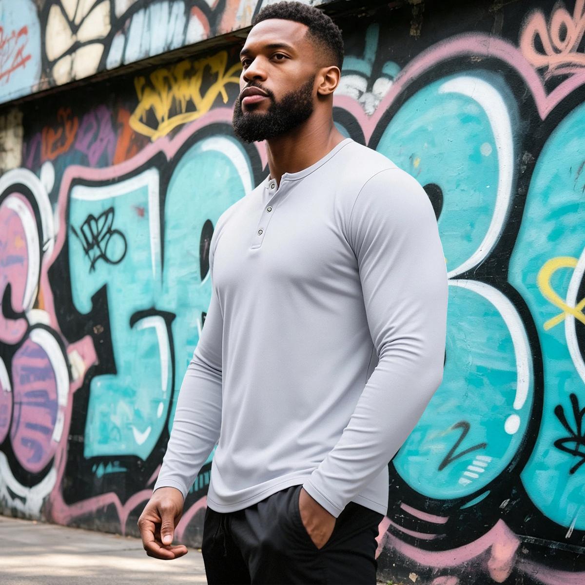 Men's 3pcs Solid Color Long-Sleeve Polyester Crew Neck T-Shirts - Quick-Dry, Breathable, Anti-Pilling, Wear-Resistant, Slight Stretch All-Season Base Layer for Daily Commuting, Athletic Training