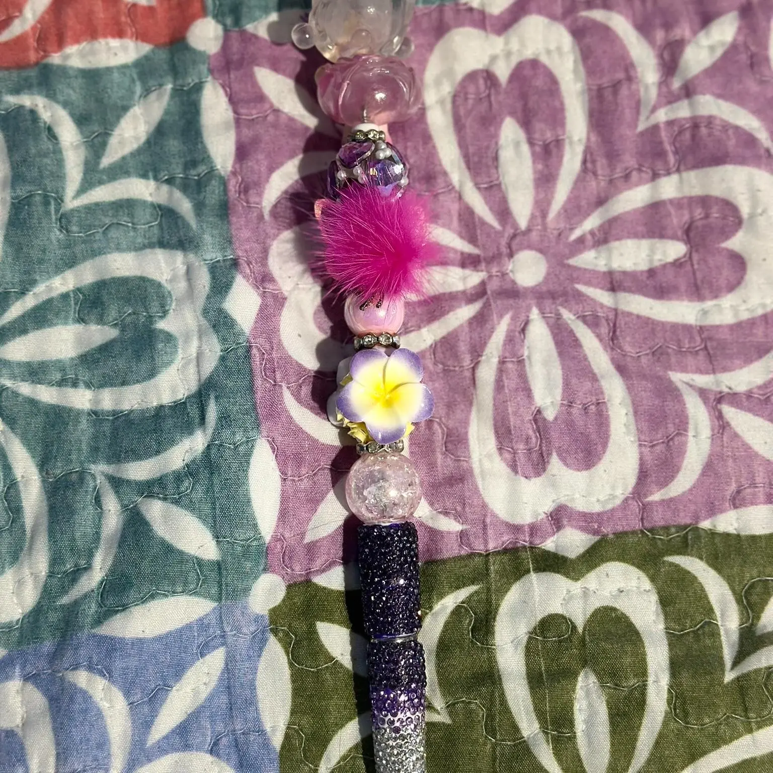 purple white rhinestone pen 