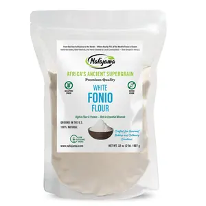 NAFAJAMA Premium Gluten-Free White Fonio Flour | Ancient African Superfood | All-Natural, Non-GMO, Vegan, High-Fiber - 1 Bag of 1 lb / 454g Grain