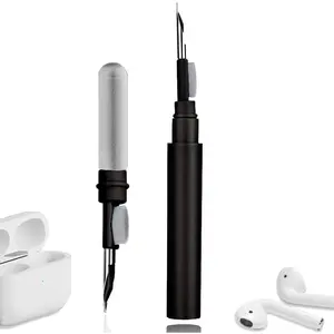 Cleaner Kit for Earbuds, Cleaning kit for Airpods Pro 1 2 3, Multi-Function Cleaning Tool with Brush Flocking Sponge for Wireless Earphones Bluetooth Headphones Case Camera and Phone(Black)