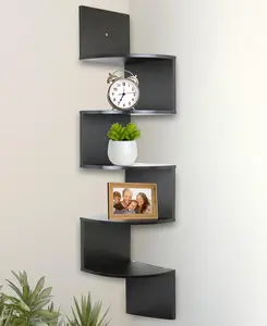 decor Corner Shelf, 5 Tier Shelves for Wall Storage decoration , Easy-to-Assemble Floating Wall , Espresso Finish Decor
