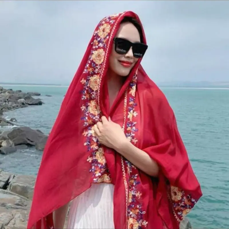 WL   Flower Embroidery   Dense   Wine Re