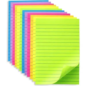 Lined Sticky Notes 4x6 in Post Ruled Stickies Super Sticking Power Memo Pads Bright Colors