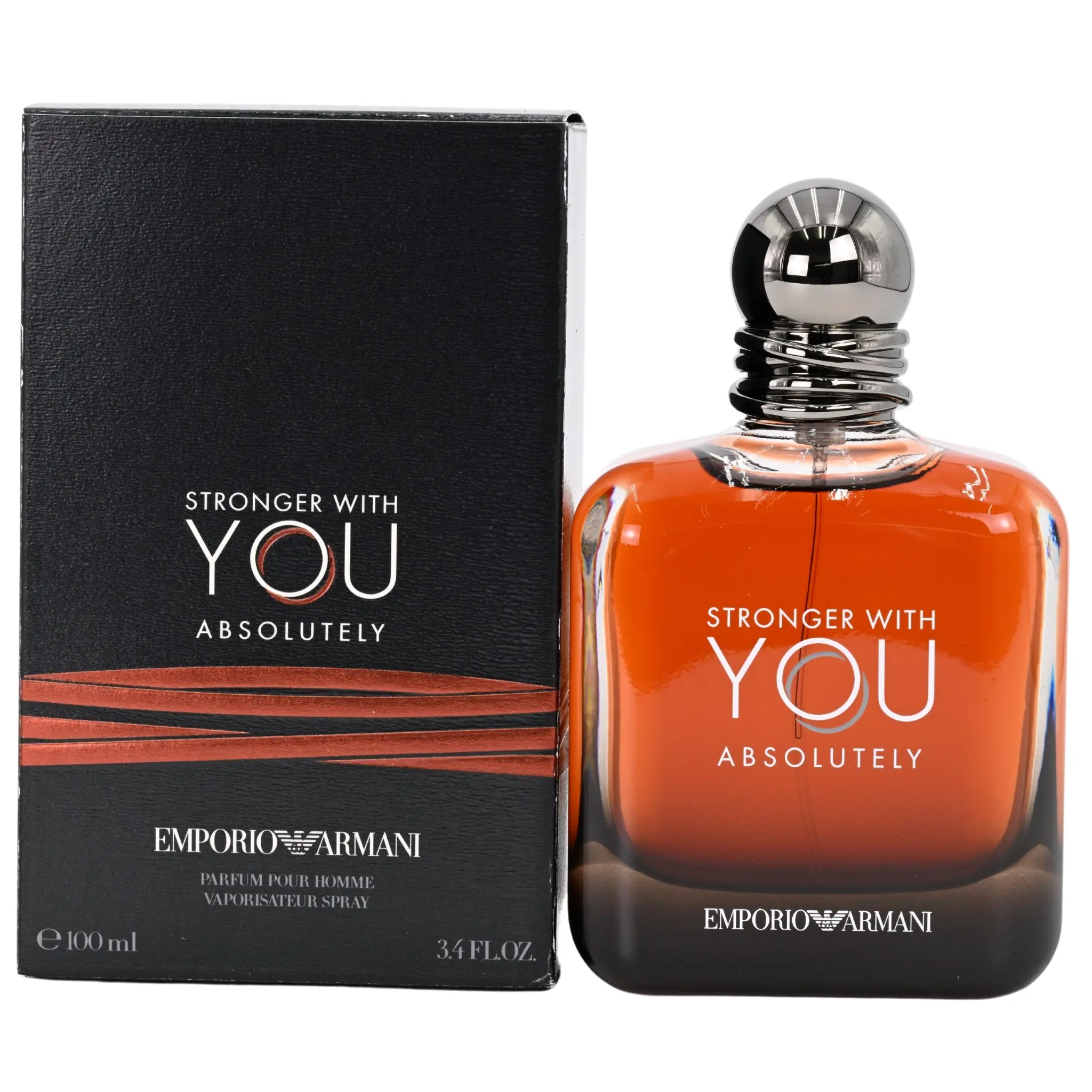 Giorgio Armani Stronger With You Absolutely Eau de Parfum Spray for Men, 3.4 fl oz Spicy Ambery Men's Cologne with Rum Accord, Vanilla