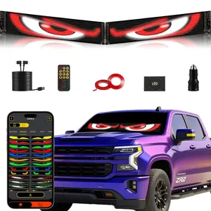 Devil eyes LED Light Large Size 96x16px Soft Screen LED Display Scrolling Sign with Remote Control LED Programming Screen DIY Text Animation LED Window Sign for Trucks and Vans Flexible Car Panel