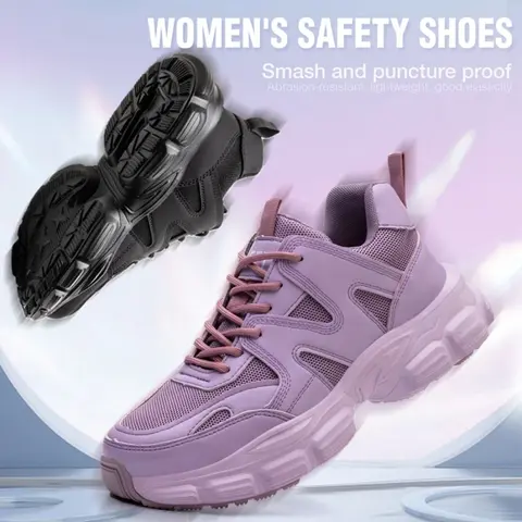 UMBURLLY Women's Steel-Toe Guard Work Shoes for Women, Athletic Lace-Up Safety Footwear with Kevlar Puncture Resistance, Slip Resistance, Anti-Collision, Fabric, Round Toe, Industrially Hardened All-Weather Design (CN35/US5.5)