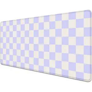 Pastel Purple Checkered Desk Mat, Aesthetic Pink Pattern Office Decor Extra Large Mouse Pad, Laptop Pad Mat, Game Mat, 24 x 14in