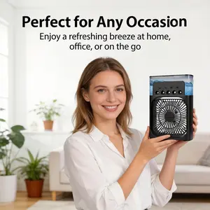 Portable Desktop Fan with Cooling and Humidifying Function, 3 Speed Quiet Operation, Ideal for Home Office Outdoor Tent RV