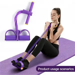 1PC Upgraded 6-Tube Resistance Band, Heavy Duty Pull Rope with Comfort Grip, Purple Exercise Band for Home Gym, Strength Training & Fitness Workout Equipment