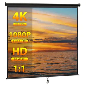 Zeny 120-in 1:1 Black Projection Screen 4K HD 3D Ready Adjustable for Home Theater Office Indoor Outdoor Movie Projector