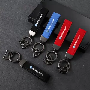 Suede Leather Car Keychain Key Holder Pendant, for Vw Volkswagen Polo Jetta Golf Beetle CC Mk4 Passat, Auto Styling Keyring Accessory