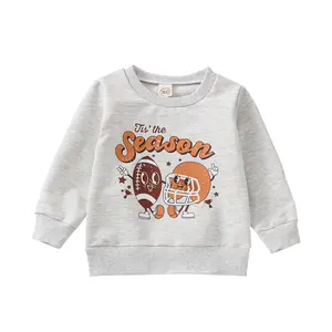 Toddler Baby Boy Girl Clothes Long Sleeve Crew Neck Letters Rugby Pullover Sweatshirt Tops for Inafnt Boys Girls