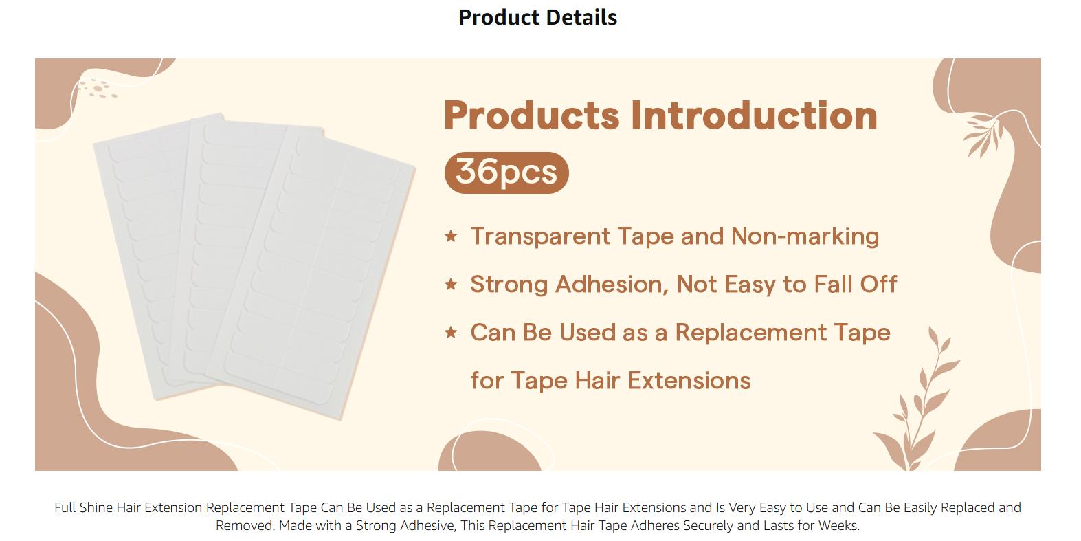 Full Shine Replaceable Tape Tabs No-Residue Tape for Extensions  Adhesive Self-Adhesive