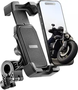 Motorcycle Phone Mount, Bike Phone Holder, [2025 Upgrade] One Hand Operation Scooter Phone Holder, ATV Phone Mount, for iPhone,Bicycle Handlebar Accessories for 4.7-7.0 inch Smartphones Adjustable Installation