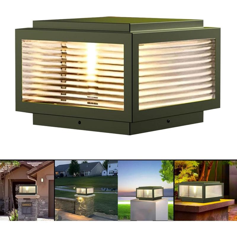 Outdoor Solar Powered Post Cap Lights, 12X12 in, Dusk Till Dawn Solar stainless steel Column Light,No Wiring Required Electricity Cost mailbox Light,Garden Light,IP65 Waterproof,Post lamp,Three-Color Adjustable