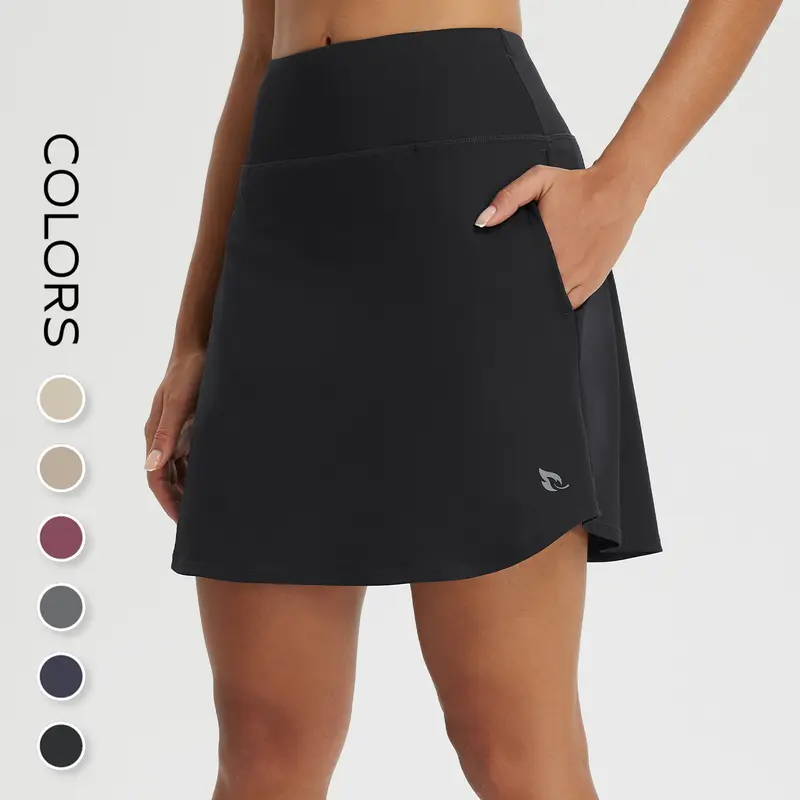 BALEAF Women's 18" Uneven Cut Designer High Waisted Silk-like Polyester Skorts for Tennis Golf Pickleball with Liner Shorts and Pockets, Quick Dry Comfy UPF 50+ Sun Protection Active Skirts for Running Gym Travel Outdoor Casual Daily Wear Multi-Purpose t