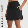 BALEAF Women's 18" Uneven Cut Designer High Waisted Silk-like Polyester Skorts for Tennis Golf Pickleball  with Liner Shorts and Pockets, Quick Dry Comfy UPF 50+ Sun Protection Active Skirts for Running Gym Travel Outdoor Casual Daily Wear Multi-Purpose t