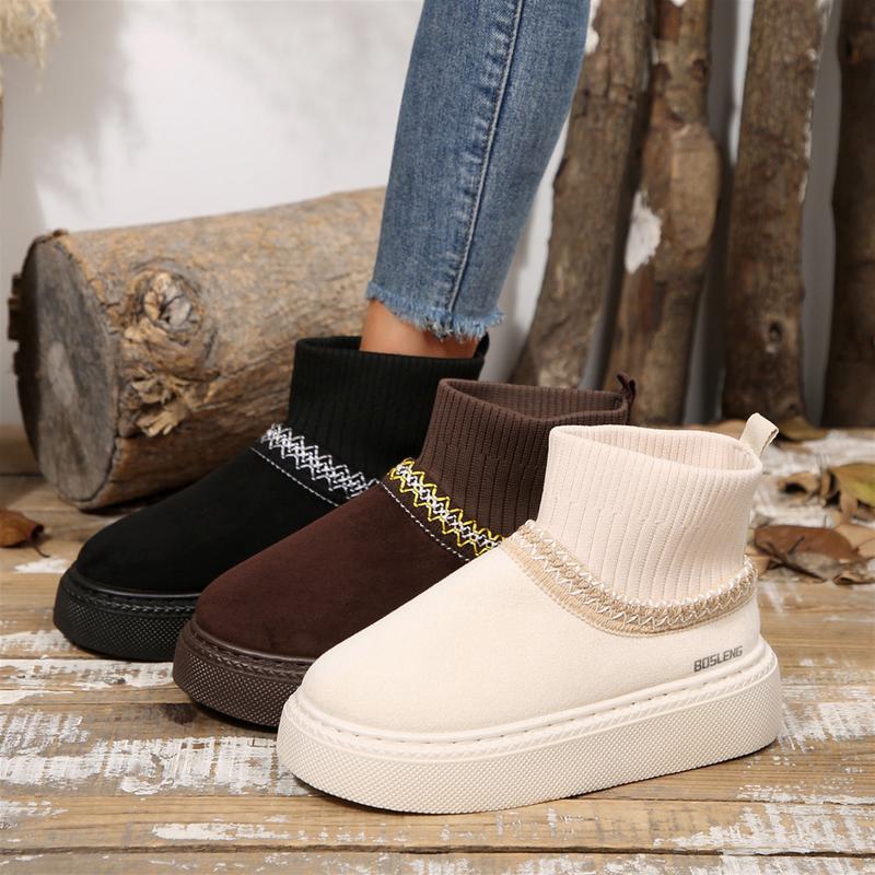 Women's Chunky Platform Sock Snow Boots Cozy Winter Knit Footwear Indoor Outdoor Shoes