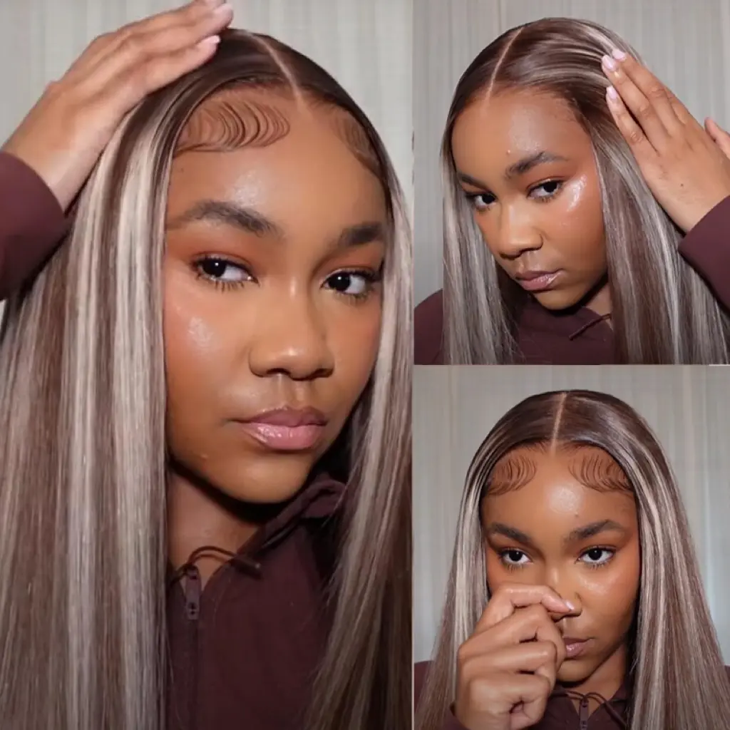ISEE HAIR 6x4 Ash Blonde Straight Wear Go Gluess Pre Plucked Hairline Pre Cut Lace Closure Wigs Human Hair 180% Density Colored Wig Beginner Friendly Vacation Style Summer Vibe
