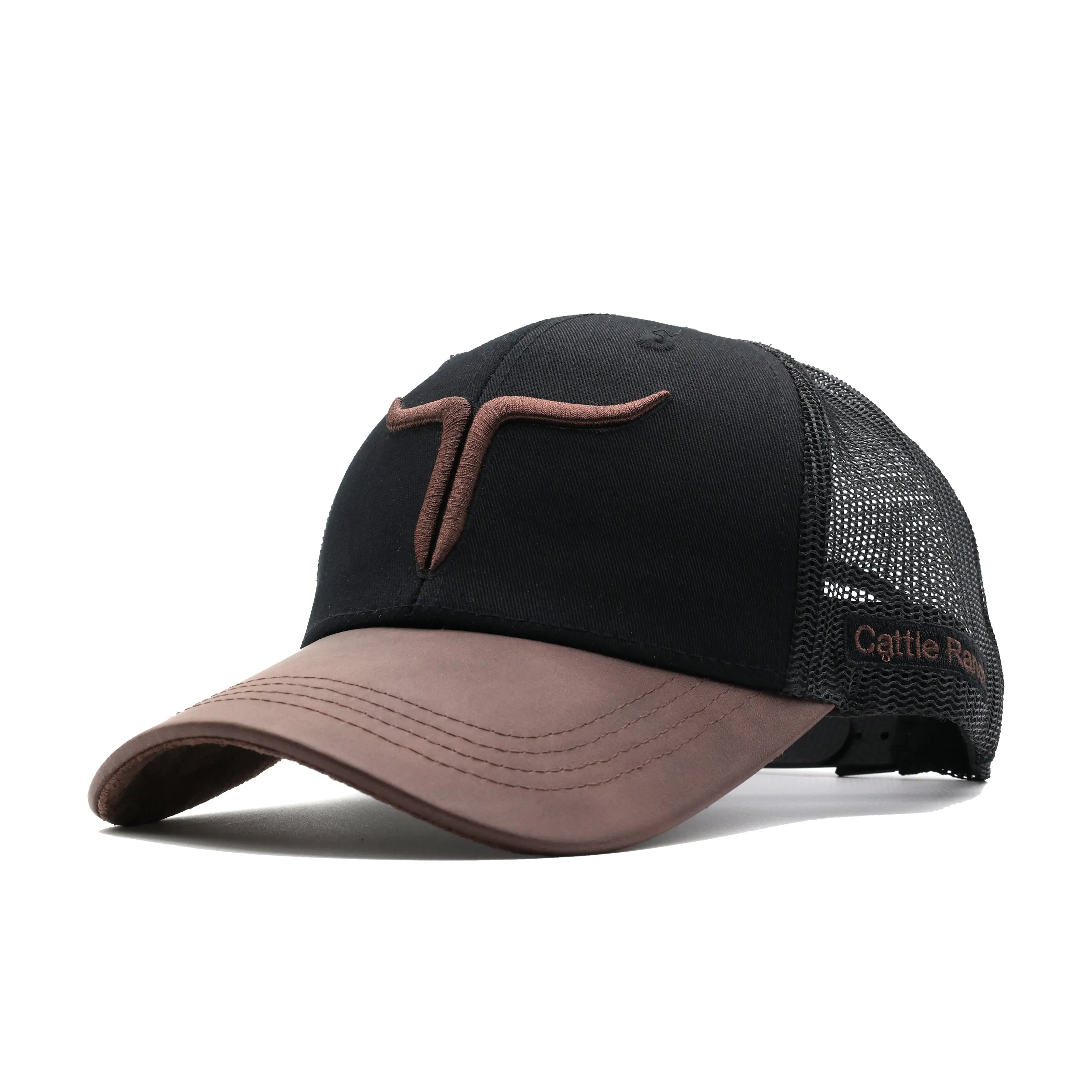 Cattle Ranch Black/Brown Adjustable Cap with 3D Embroidery High Quality Hat Curved Brim