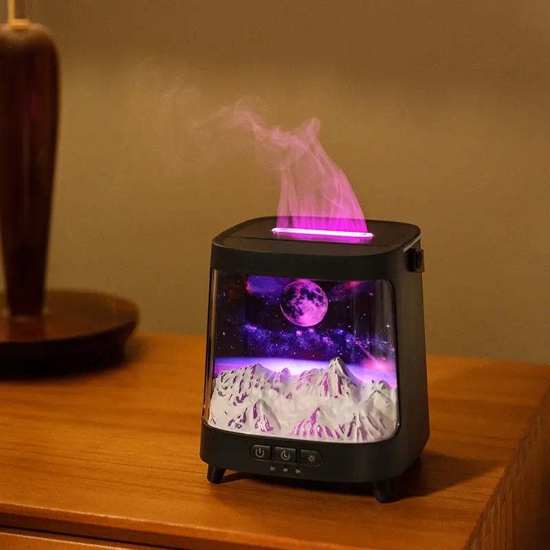 Essential Oil Diffuser, Upgraded Portable Aurora Flame Aromatherapy Scent Diffuser, 200ML Ultrasonic Cool Mist Humidifier, Timer & Auto-Off