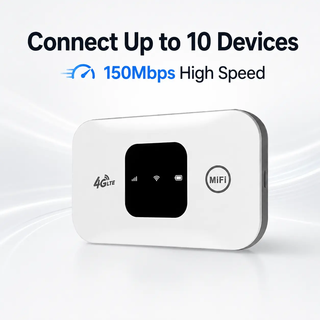 Portable 4G LTE Wireless Pocket WiFi Mobile Hotspot - White, USB Compatible, Supports Up to 10 Connected Devices, Multiple Networks, for Campers & Travelers