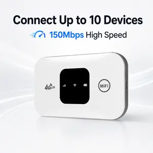 Portable 4G LTE Wireless Pocket WiFi Mobile Hotspot - White, USB Compatible, Supports Up to 10 Connected Devices, Multiple Networks, for Campers & Travelers