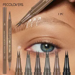 1Pc Double Head Two-Prong Eyebrow Pen, Realistic Brow Filler, Delicate Brow Definer, Easy Drawing Brow Tool, Eyebrow Enhancer For Novices And Makeup Lovers, Ash Brown And Chestnut, Brow Makeup Product