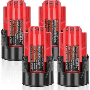 4 Packs 3.0Ah 12V Battery M12 Battery 48-11-2401 48-11-2402 48-59-1812 48-11-2411 48-11-2420 48-59-2401, 12 Volt Batteries for 12V