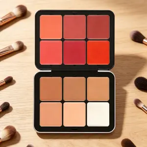 12 Color Cream Makeup Palette, Blush Contour Concealer Highlight Kit, Blendable Multi Use Face Palette for Daily Soft Glam