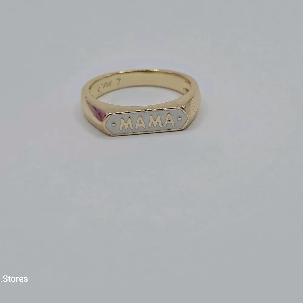 MAMA Beautiful Ring Gold-Plated White & Gold Colors with "MAMA" Design, 7.8., Perfect Gift for Any Occasion