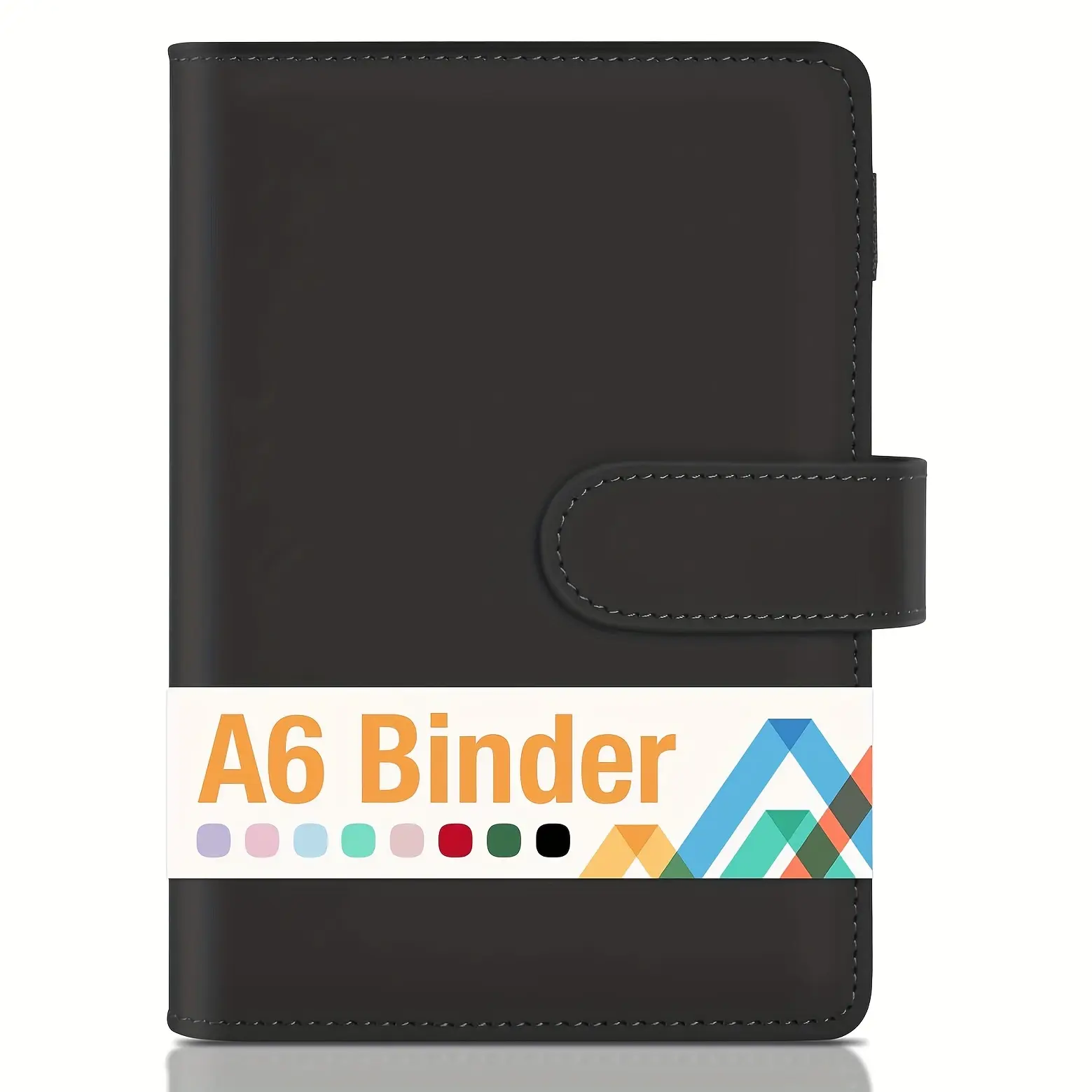 A6 notebook binder, 6-ring loose-leaf notebook, stylish design, loose-leaf personal organizer, magnetic closure, faux leather binder, macaron colors, 7.48 inches x 5.12 inches, black, Modern Planner, Planner Notebook, Binder Journal