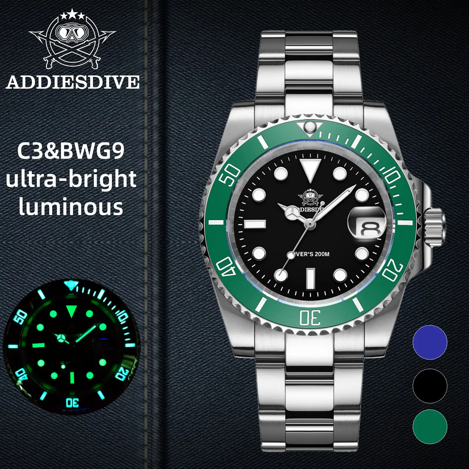 ADDIESDIVE Quartz Analog Watch for Men Diving Watches - 41mm 20ATM Luminous  Stainless Steel Wristwatch Business Casual Watch As Gift