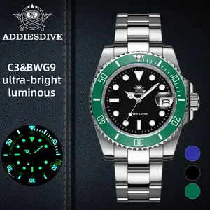 ADDIESDIVE Quartz Analog Watch for Men Diving Watches - 41mm 20ATM Luminous  Stainless Steel Wristwatch Business Casual Watch As Gift