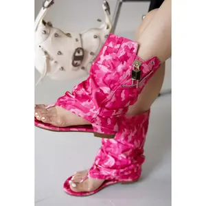 Sari Slouchy Sandals With Zipper Detail - Pink Shoe Summer