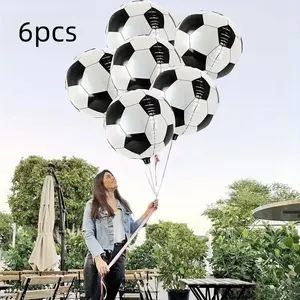 6-Pack New 22-Inch 4D Football Foil Balloons, Perfect for Soccer Parties, Home Game Days, Carnivals, Birthday Theme Decorations
